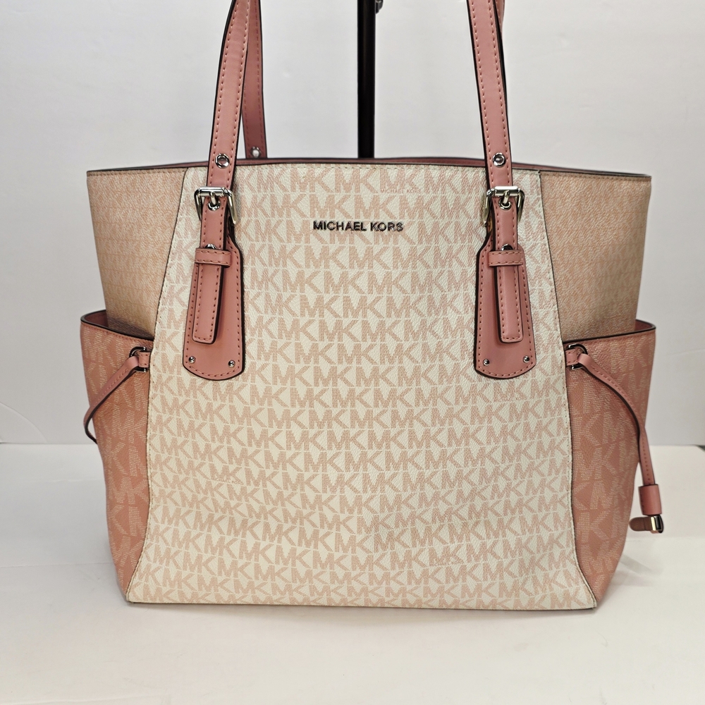 MICHAEL KORS VOYAGER LARGE COLORBLOCK SIGNATURE LOGO TOTE SHOULDER/LAPTOP BAG